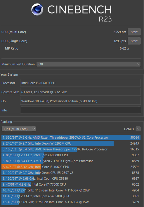 intel cinebench